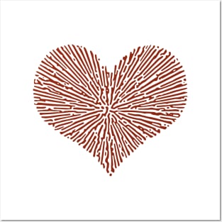 Turing Pattern Sunburst Love Heart (Red) Posters and Art